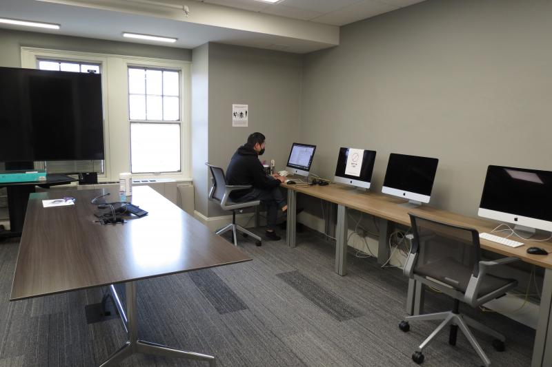 Student working alone in a computer lab