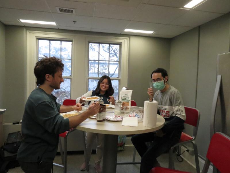 Students eating waffles