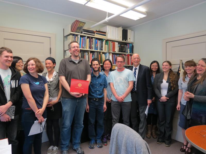 Dean Osmer visited the department to present Mike Phelan with his award