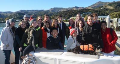 Students posing in New Zealand