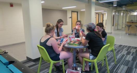 Students playing cards