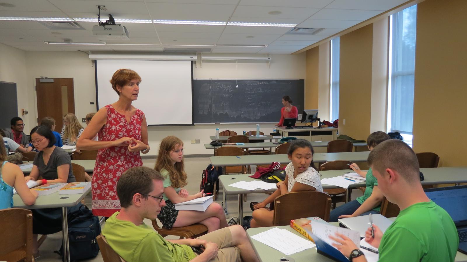 Julie working with students at the SLIYS summer camp