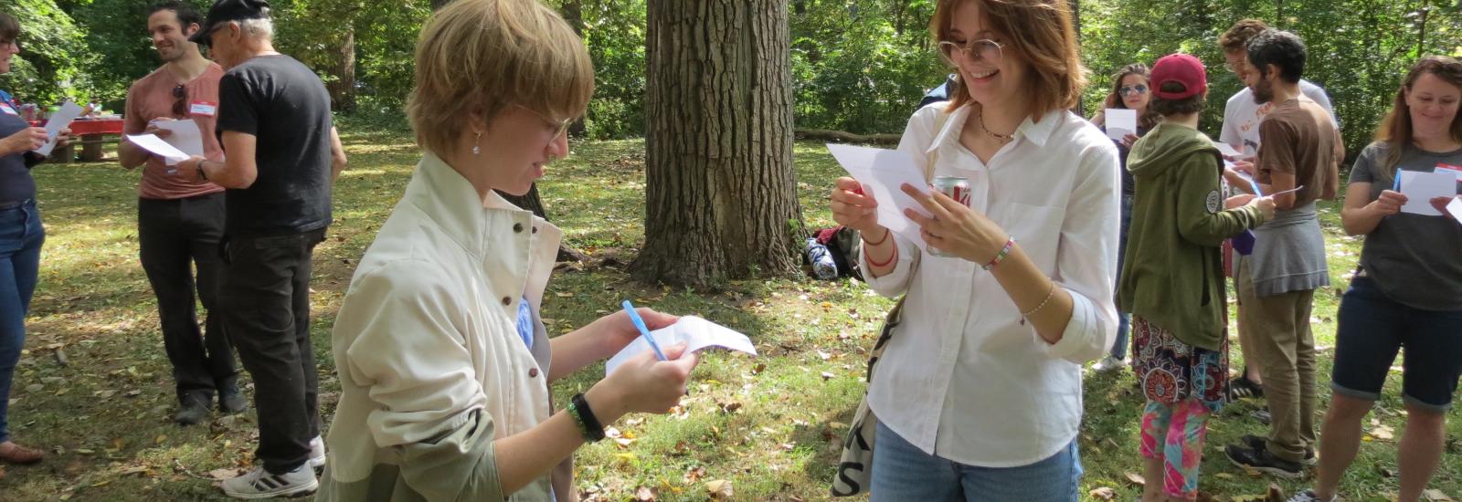 Students, faculty and staff play a game at the annual welcome picnic in October.